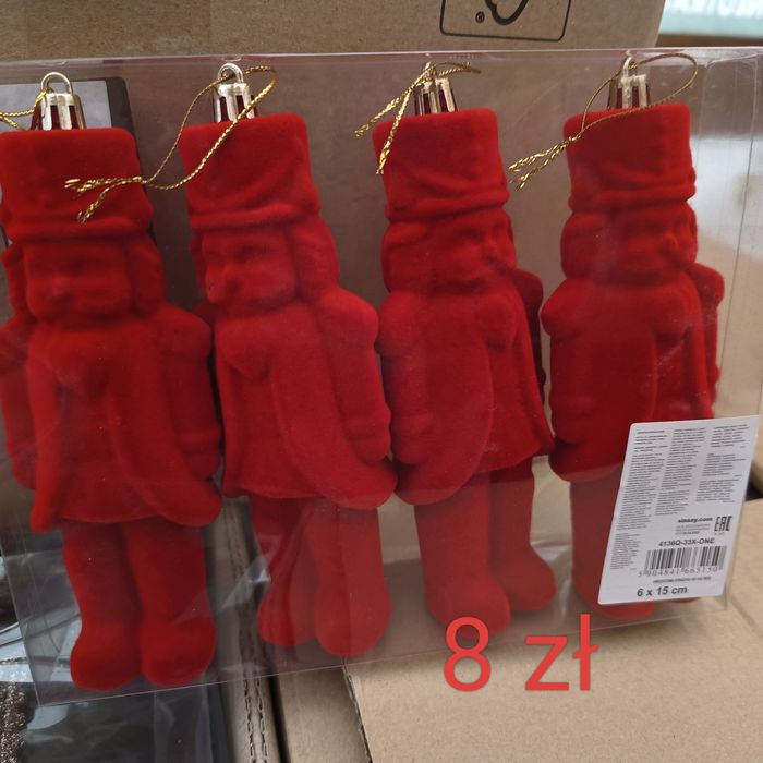 Bombki choinkowe czerwone welurowe