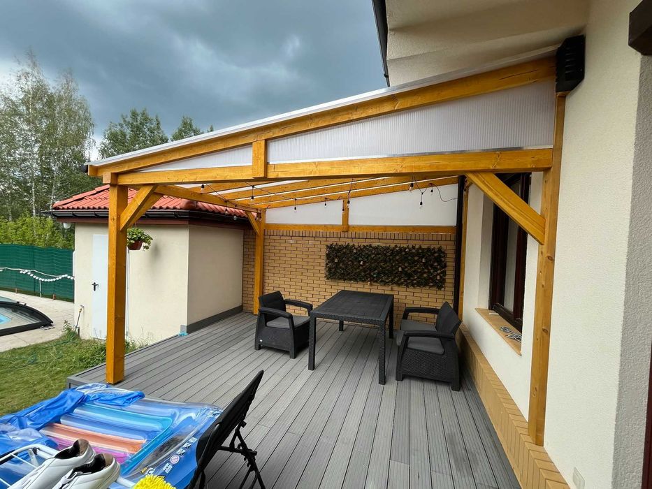 Zadaszenie tarasu model "Kleosin" 2,95m x 4,20m, poliwęglan pergola