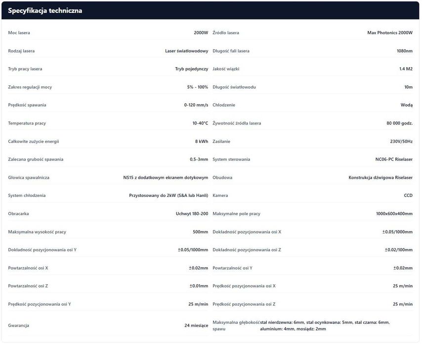 Automatyczna Spawarka Smart Laser 2000W - 5-osiowa