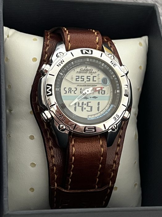 Годинник casio amw 702 fishing gear,для риболовлі, stainless steel
