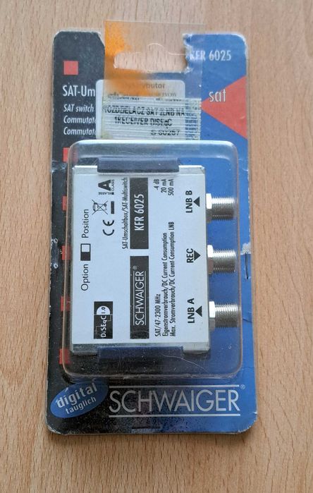 Przełącznik satelitarny switch SAT DiSEqC 2 na 1 Schwaiger KFR 6025