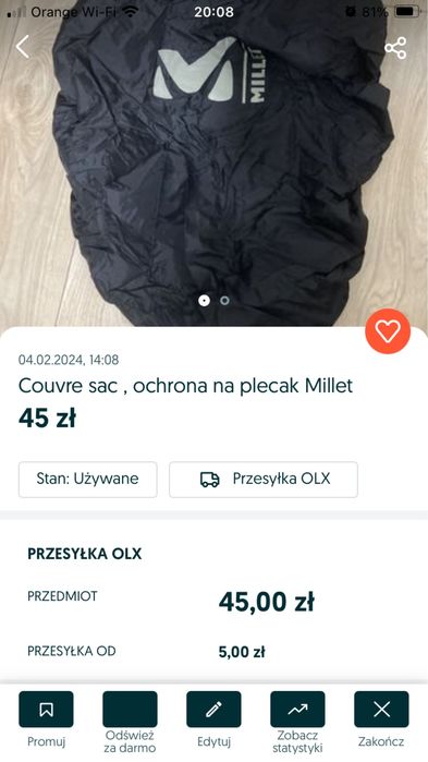 Couvre sac , ochrona na plecak Millet