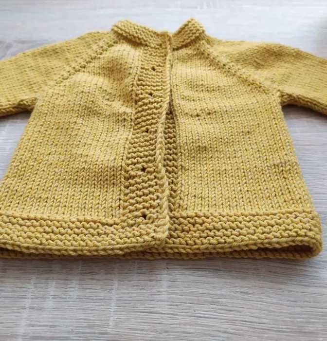 Sweterek dla noworodka handmade, robione na drutach, wełna, merynos