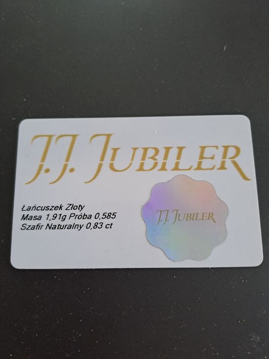 Zloty  naszyjnik  z  szafirem  naturalnym, Certyfikat