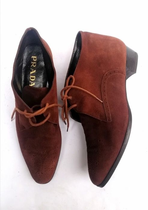 Prada ботинки замшевые цвета марсала туфли