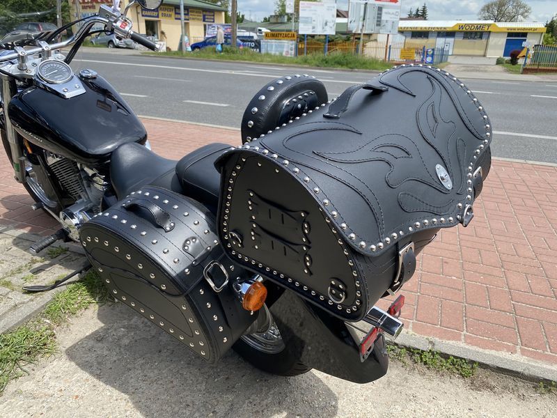 Kufer sakwy skórzane komplet honda yamaha suzuki kawasaki