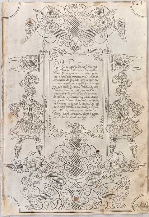 Nova Escola para aprender a ler escrever e contar – 1722 – Folhas de caligrafia e arabescos complexos