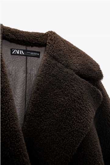 Zara Płaszcz kożuch brąz S