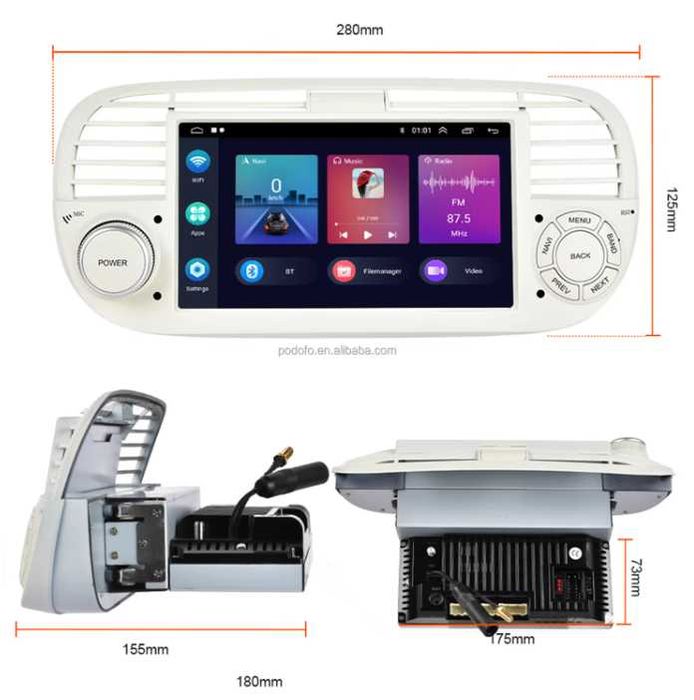 Nowe Radio/Nawigacja ANDROID Fiat 500 (07-15rok 2+32)