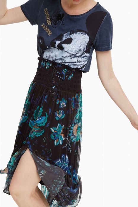 Spódnica zwiewna letnia boho kwiaty DESIGUAL L 40