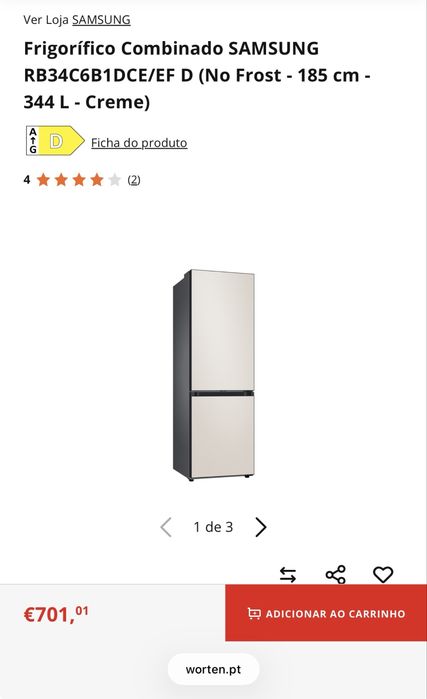 Frigorífico combinado Samsung creme/bege