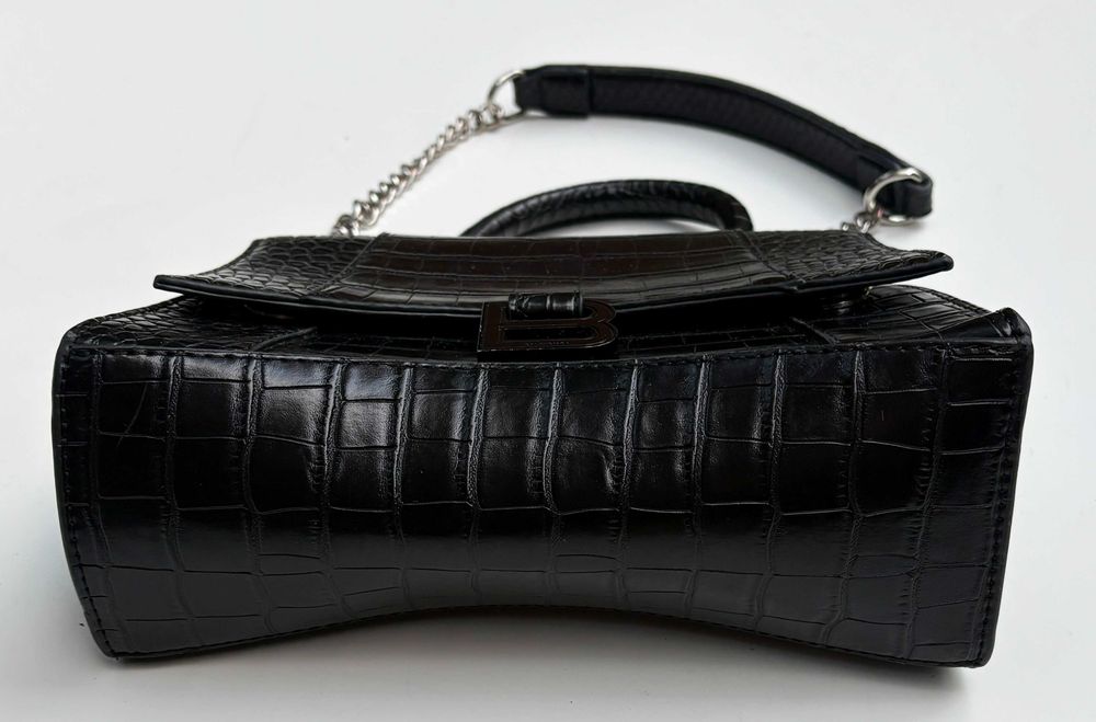 Torebka Czarna Złote Elementy Balenciaga Hourglass Skóra