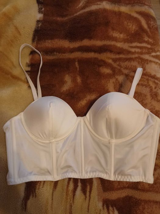 Gorset damski, 75B bardotka, biustonosz damski biały, mały biust