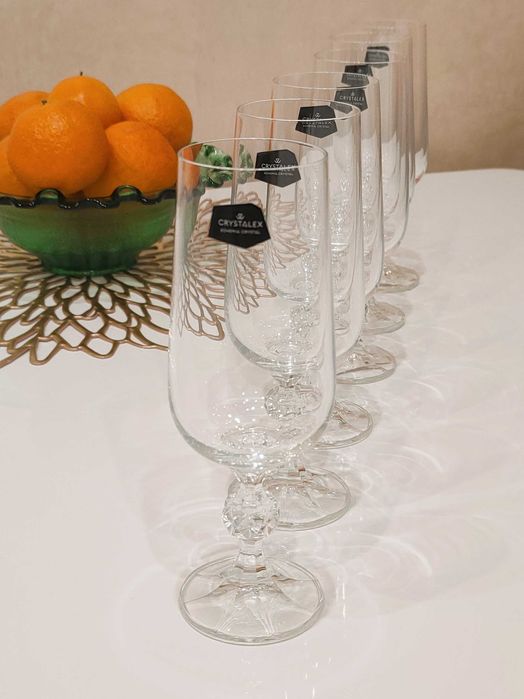 Бокалы для шампанского вина Bohemia 190мл. 6шт. Чехия. Хрусталь.Новыe