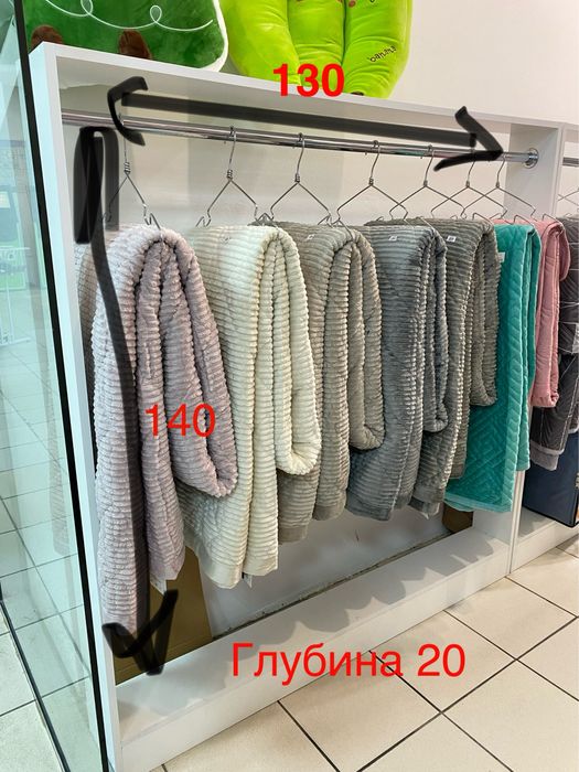 Стойка для одежды белая с трубой под вешалки оборудование для магазина