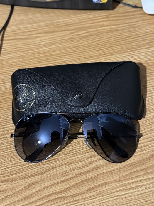 Ray-Ban авіатори чорні, поляризовані лінзи, чоловічі