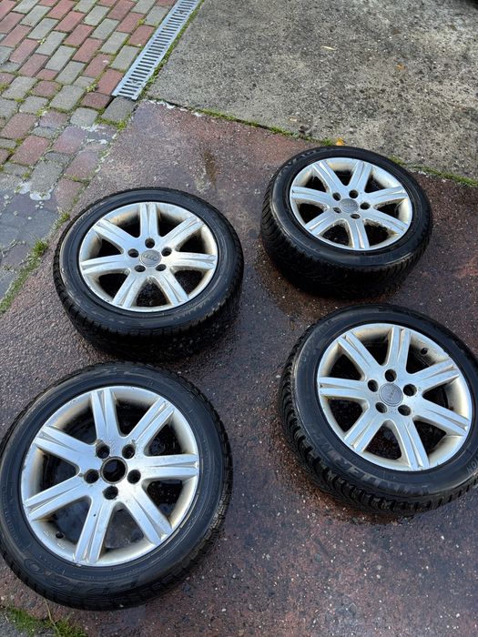 Sprzedam 4 felgi z oponami z Audi A4 | Rozstaw śrub 5×112, 17 cali