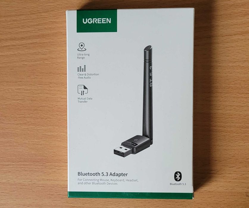 UGREEN Adapter Bluetooth 5.3 z anteną 2dBi i zasięgiem do 100 metrów
