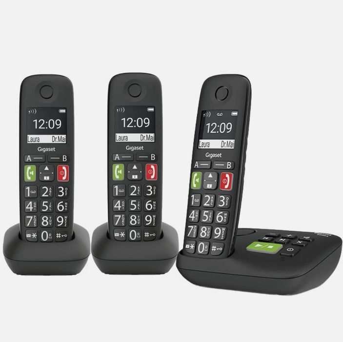Gigaset E290A Trio zestaw trzech telefonów Sekretarka Duże klawisze
