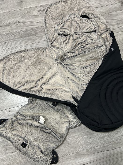 Чохол та муфта для рук чорний хутро штучне плюш Kiddy cybex