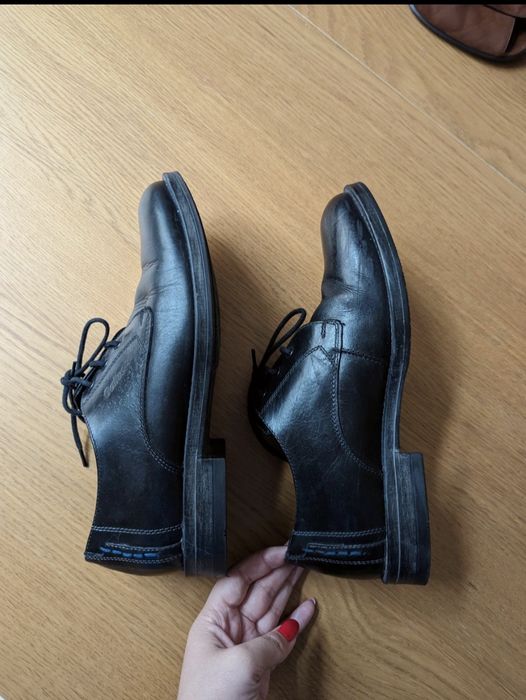 Czarne, sznurowane, uniseksualne buty Gallus ze skóry naturalnej