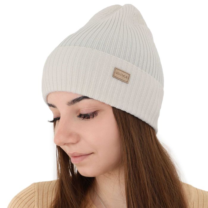 czapka 100 % merino biała