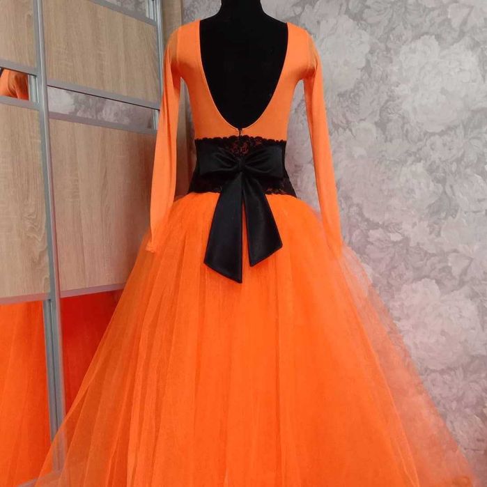 Sukienka do tańca towarzyskiego STANDARD | | Pomarańcz z czernią