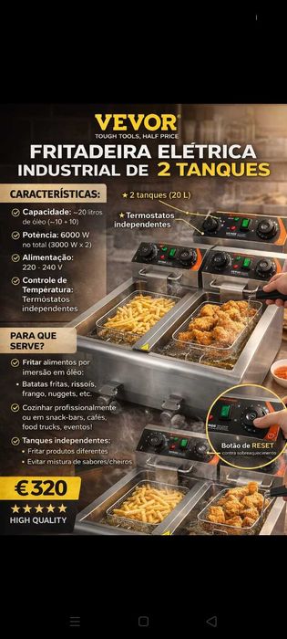 Fritadeira Industrial 320€. Oportunidade