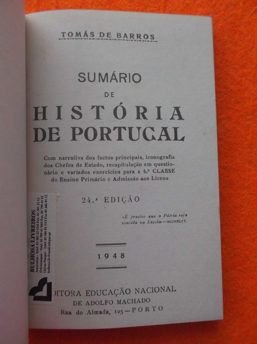 Sumário de História de Portugal - Tomás de Barros