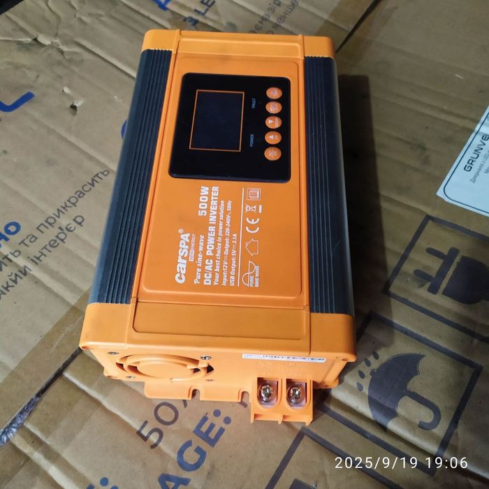 Інвертор Carspa 12v 220v 500w Pure sine-wave Чистий синус  220-240v