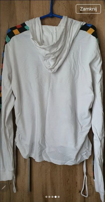 Biała bawełniana bluza z kapturem r 42