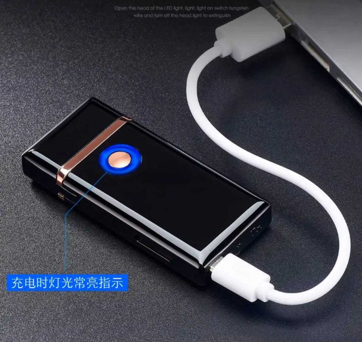 Зажигалка спиральная USB TH-705 2IN1 Газ + USB. Цвет: черный.