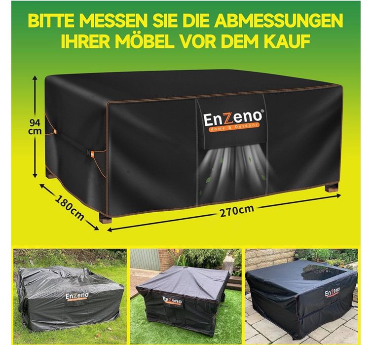 Pokrowiec Na Meble Ogrodowe 270cm x 180cm x 94cm Tkanina Oxford