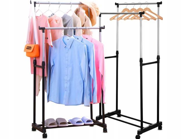 Wieszak Na Ubrania Podwójny Rozsuwany Stojący Wysuwany Regulowany
