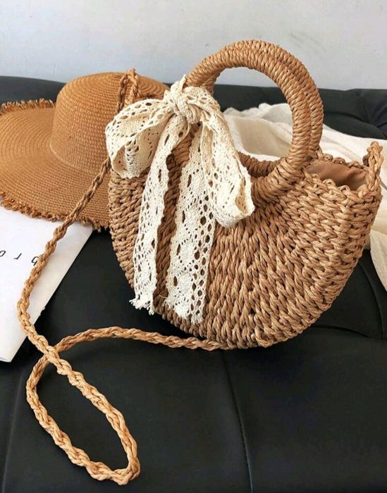 Nowa torebka boho – pleciona, półokrągła