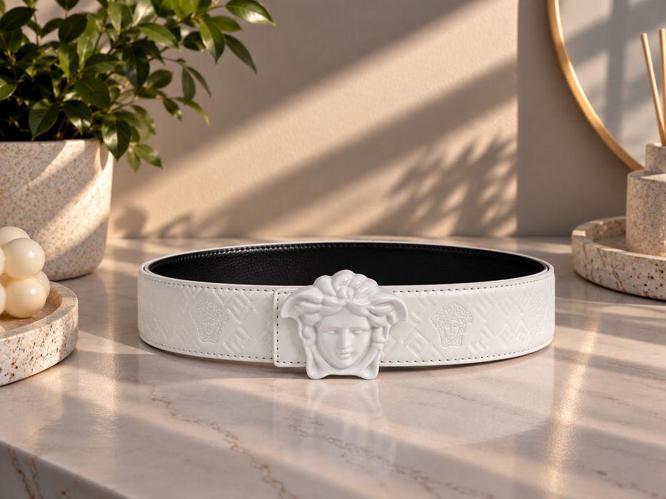 Pasek Versace biały 110 cm | Nowy | Elegancki