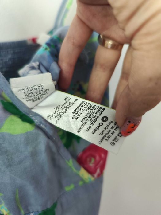 Błękitna sukienka w kwiatki 100% Bawełna! M&S XXL/16