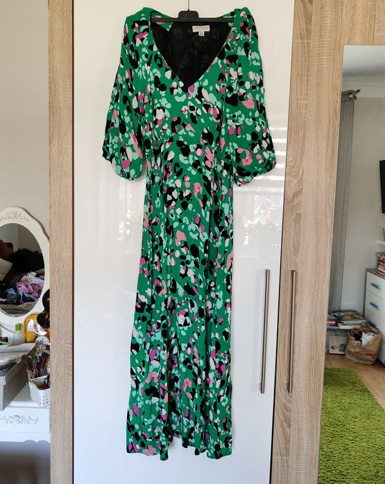 Piękna elegancka sukienka letnia midi/maxi zielona animal print Love & Rosses