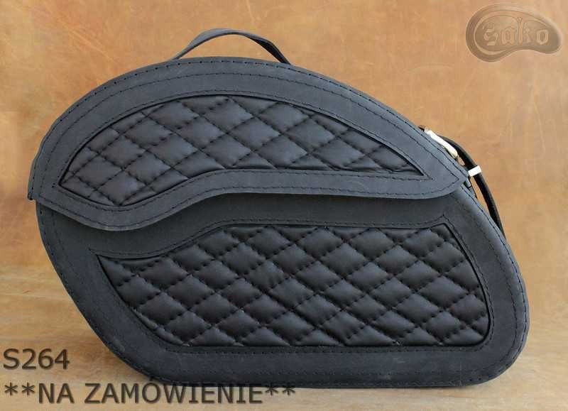 Sakwy S264 pikowane skóra naturalna motocyklowe sakwy boczne SAKO