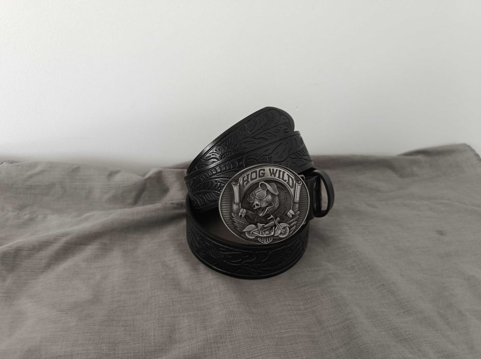 Czarny pasek wzory klamra świnia motor swag