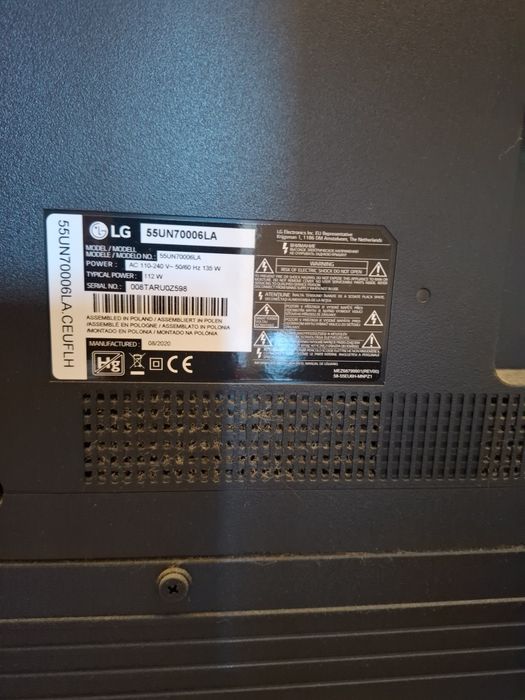 TV Smart LG 55" (55UN70006LA) - Para Peças / Ecrã Danificado
