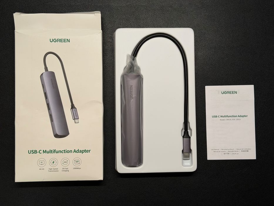 Ugreen CM418 Hub Adapter Stacja USB-C Do 2x USB HDMI 4K RJ45 PD 100W