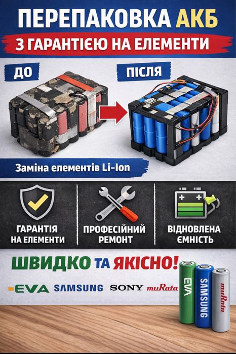 Перепаковка АКБ шуруповертів електропил