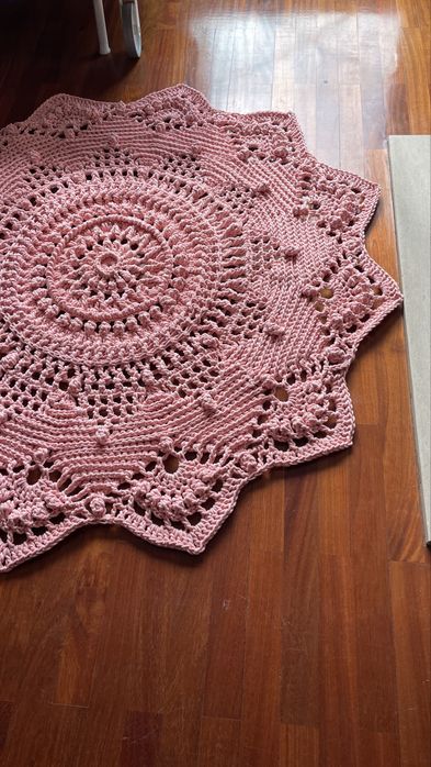 Crocheted carpet, handmade
