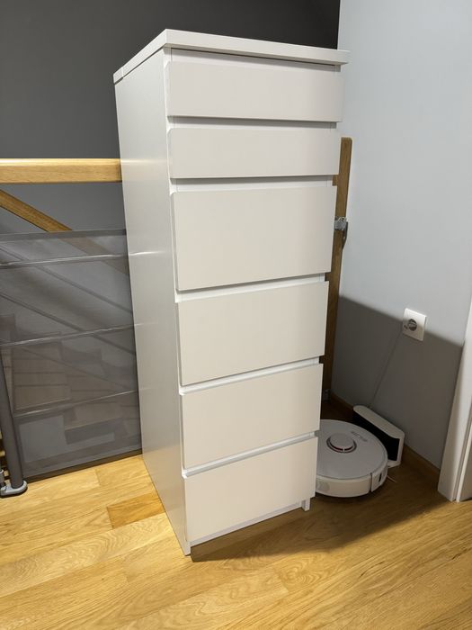 Ikea Malm komoda biała 6 szuflad/lustro 40x123
