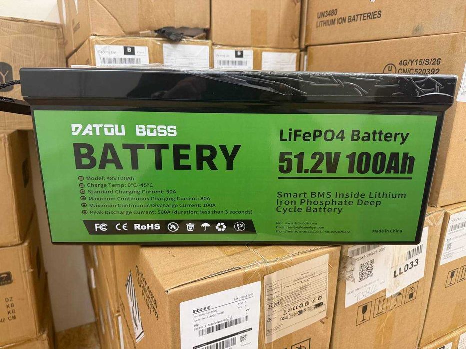 Аккумулятор LiFePO4 Datou Boss 12.8V 50Ah, 100Ah, 200Ah, 300Ah 1280W лит-железо-фосф. бат. БЕСПЛАТНАЯ ДОСТАВКА (Li-Po) Li-ion батарея — май 2026 года»