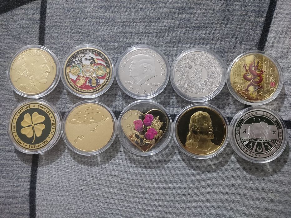 Lotes com 10 medalhas BITCOIN de 40mm c\ cápsula