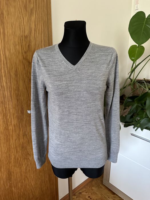 H&M 36 S merino wool 100%welna szary sweterek damski klasyk
