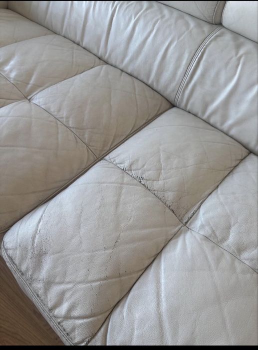 Sofa 100% pele branco 3 lugares