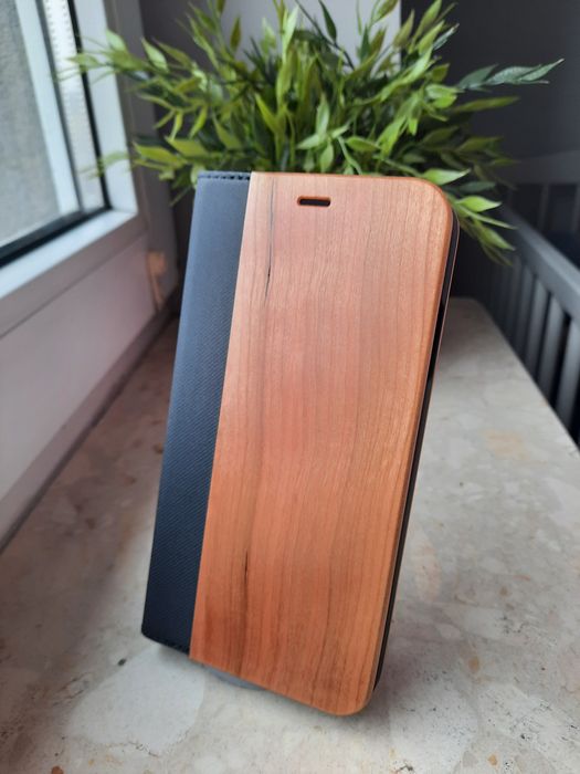 Etui na IPhone XS max marka Nalia Etui z klapką z prawdziwego drewna
